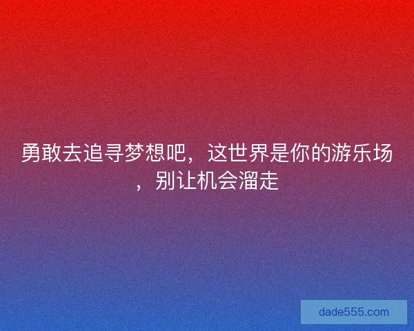 勇敢去追寻梦想吧，这世界是你的游乐场，别让机会溜走