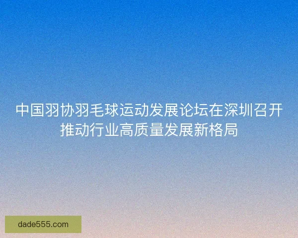 中国羽协羽毛球运动发展论坛在深圳召开推动行业高质量发展新格局 中国羽协羽毛球运动发展论坛在深圳召开推动行业高质量发展新格局