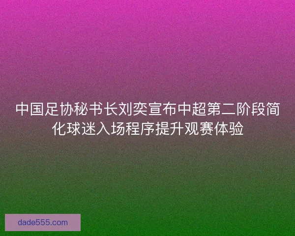 中国足协秘书长刘奕宣布中超第二阶段简化球迷入场程序提升观赛体验 中国足协秘书长刘奕宣布中超第二阶段简化球迷入场程序提升观赛体验